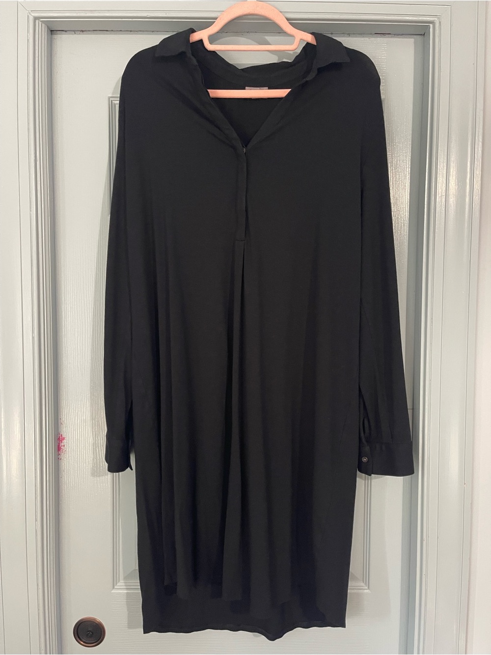 J. Jill Black Collared Long Sleeve Shirt Dress
